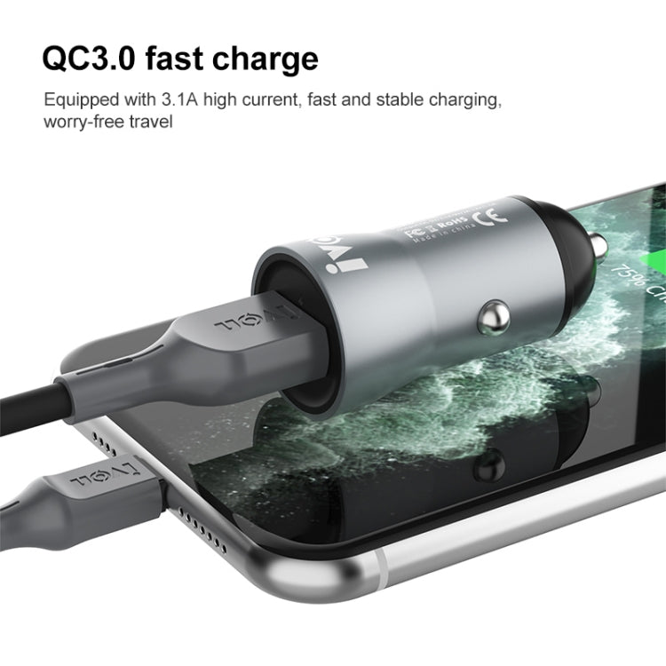 IVON CC39 18W 3.1A QC 3.0 USB Car Charger + 1m USB to Micro USB Fast Charge Data Cable Set - Car Charger by IVON | Online Shopping South Africa | PMC Jewellery