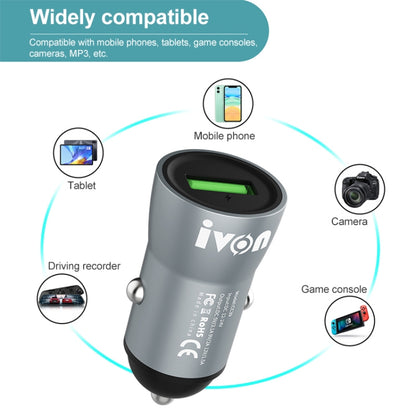 IVON CC39 18W 3.1A QC 3.0 USB Car Charger + 1m USB to Micro USB Fast Charge Data Cable Set - Car Charger by IVON | Online Shopping South Africa | PMC Jewellery