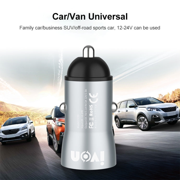 IVON CC39 18W 3.1A QC 3.0 USB Car Charger + 1m USB to Micro USB Fast Charge Data Cable Set - Car Charger by IVON | Online Shopping South Africa | PMC TechLife