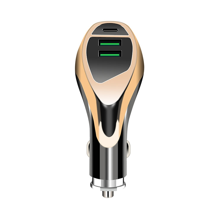 WLX-K1 QC3.0 Dual USB + Type-C Triple Car Charger (Gold) - Car Charger by PMC Jewellery | Online Shopping South Africa | PMC Jewellery