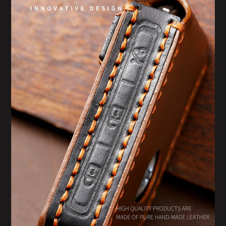 Hallmo Car Cowhide Leather Key Protective Cover Key Case for New Volvo(Brown) - Car Key Cases by Hallmo | Online Shopping South Africa | PMC TechLife | Buy Now Pay Later Mobicred