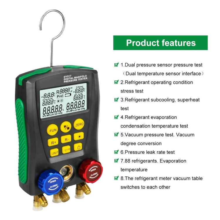 DUOYI DY517A Car Air Conditioning Diagnostic Instrument Temperature Monitor Fluoride Meter - Electronic Test by DUOYI | Online Shopping South Africa | PMC Jewellery | Buy Now Pay Later Mobicred