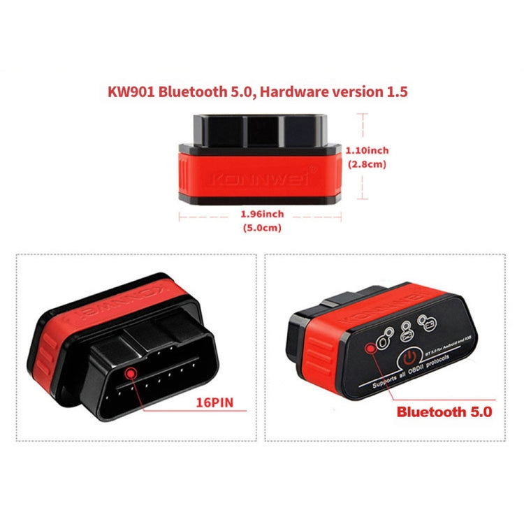 KONNWEI KW901 Android Phone OBD2 Car Bluetooth 5.0 Diagnostic Scan Tools(Orange) - Code Readers & Scan Tools by KONNWEI | Online Shopping South Africa | PMC Jewellery | Buy Now Pay Later Mobicred