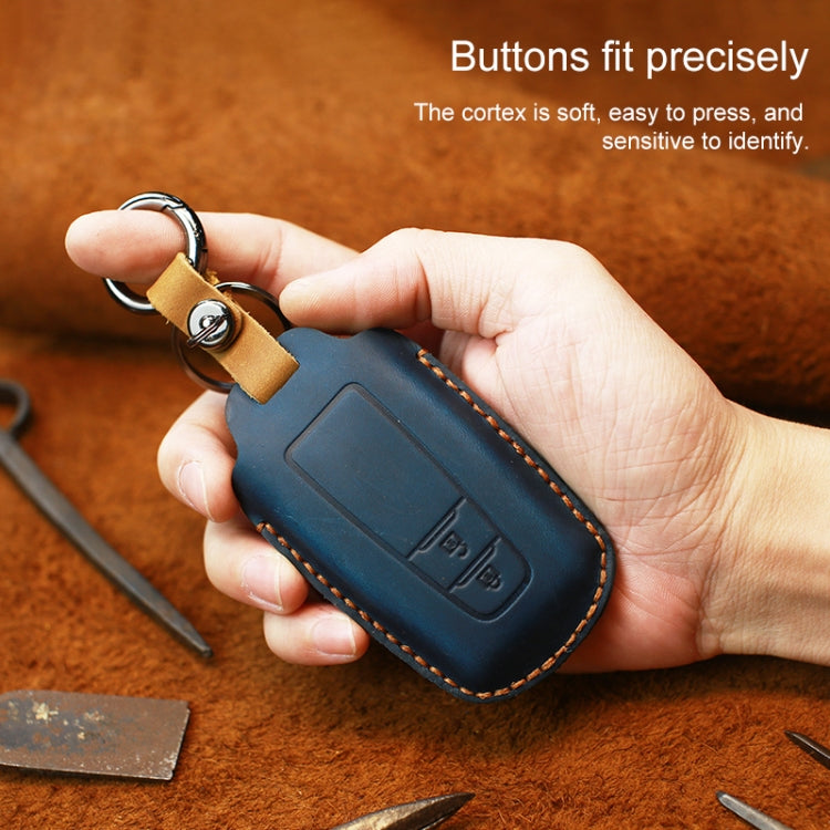 For Toyota Car Cowhide Leather Key Protective Cover Key Case, Three Keys Version (Blue) - Car Key Cases by PMC TechLife | Online Shopping South Africa | PMC TechLife