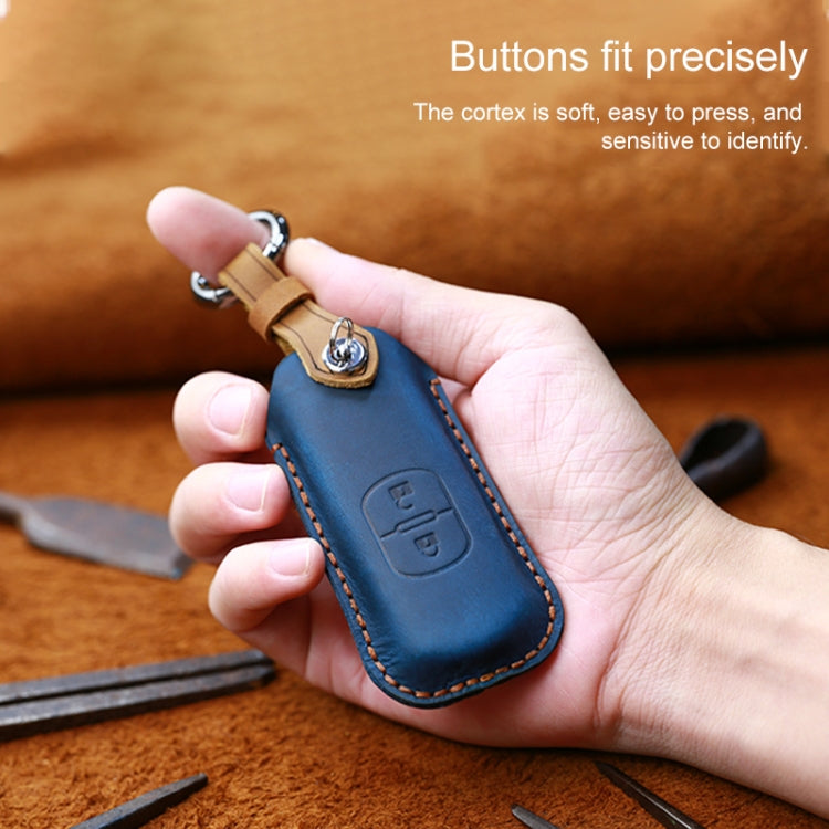 For Mazda Old Style Hallmo Car Cowhide Leather Key Protective Cover Key Case, Two Keys Version(Brown) - Car Key Cases by Hallmo | Online Shopping South Africa | PMC TechLife | Buy Now Pay Later Mobicred