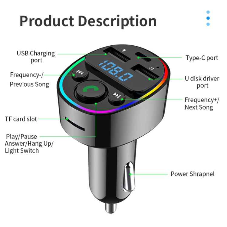 Car Bluetooth MP3 Player Audio FM Transmitter with Ambient Light - Bluetooth Car Kits by PMC Jewellery | Online Shopping South Africa | PMC Jewellery