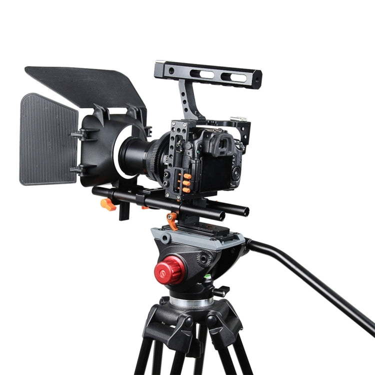 YELANGU YLG1105A A7 Cage Set Include Video Camera Cage Stabilizer / Follow Focus / Matte Box for Sony GH4 / A7S / A7 / A7R / A72 / A7RII / A7SII / A6000 / A6500 / A6300 / A7R3 / A7S3 / A7R4  (Orange) - Shoulder Rigs by YELANGU | Online Shopping South Africa | PMC Jewellery | Buy Now Pay Later Mobicred