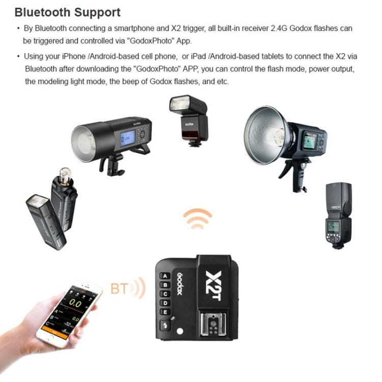 Godox X2T-P E-TTL II Bluetooth Wireless Flash Trigger for Pentax (Black) - free shipping - PMC TechLife - Order now!