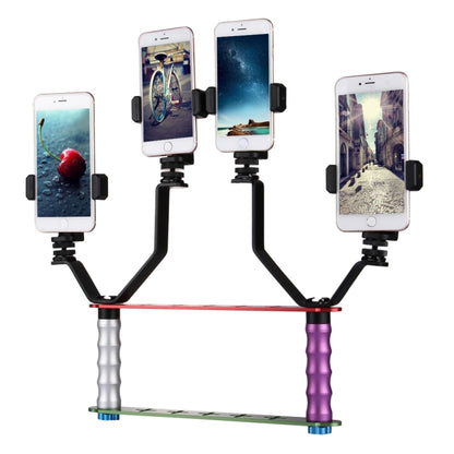 Smartphone Live Broadcast Bracket Dual Hand-held Selfie Mount Kits with 2x V-Bracket + 3x Phone Clips, For iPhone, Galaxy, Huawei, Xiaomi, HTC, Sony, Google and other Smartphones - Selfie Sticks by PMC Jewellery | Online Shopping South Africa | PMC Jewellery