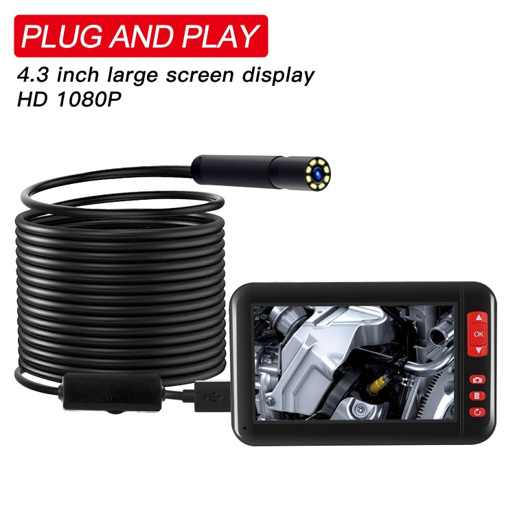 P20 4.3 Inch Screen Display HD1080P Inspection Endoscope with 8 LEDs, Length: 10m, Lens Diameter: 8mm, Hard Line -  by PMC Jewellery | Online Shopping South Africa | PMC Jewellery