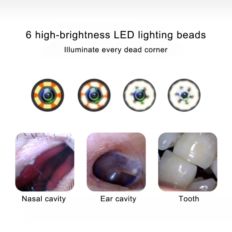 1MP HD Visual Ear Nose Tooth Endoscope Borescope with 6 LEDs, Lens Diameter: 3.9mm(Silver) -  by PMC TechLife | Online Shopping South Africa | PMC TechLife