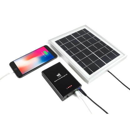 Waveshare Solar Power Manager, Embedded 10000mAh Li-Po Battery, Support 6V~24V Solar Panels (Black) - Modules Expansions Accessories by WAVESHARE | Online Shopping South Africa | PMC Jewellery | Buy Now Pay Later Mobicred