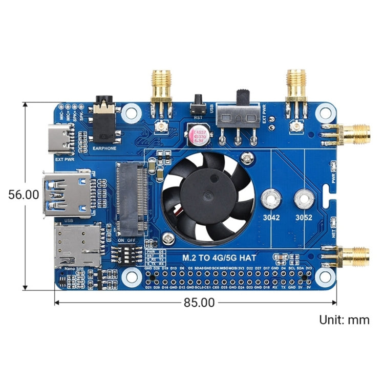 Waveshare SIM8202G-M2 5G HAT B Multi Band Snapdragon X55 Module Board for Raspberry Pi - LCD & LED Display Module by WAVESHARE | Online Shopping South Africa | PMC Jewellery | Buy Now Pay Later Mobicred