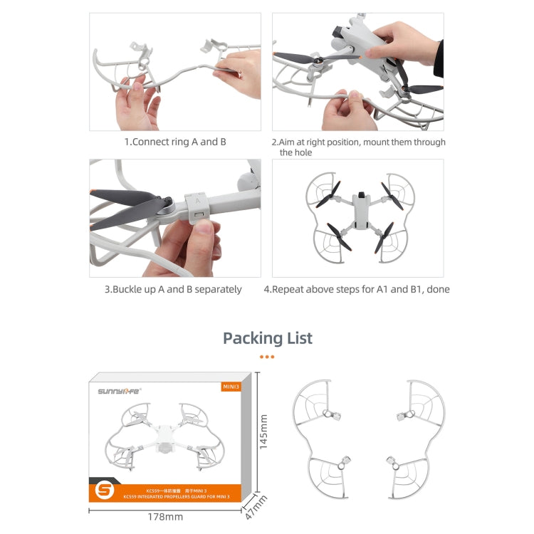 For DJI Mini 3 Sunnylife Drone Propeller Protective Guard Anti-collision Ring (Grey) - free shipping - PMC TechLife - Order now!