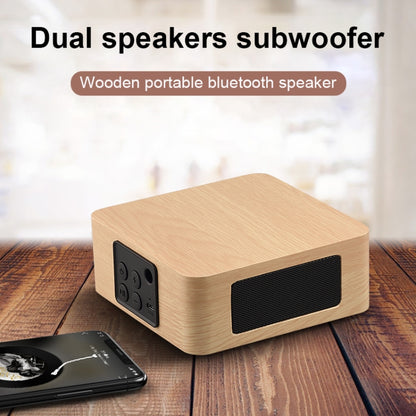 Q1A Bluetooth 4.2 Mini Wooden Double Horns Bluetooth Speaker(Yellow Wood Texture) - Mini Speaker by PMC Jewellery | Online Shopping South Africa | PMC Jewellery