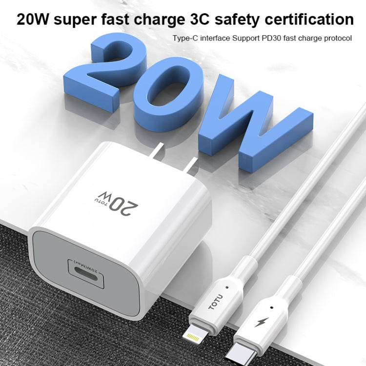 TOTUDESIGN CACQ-011 Glory Series 20W Type-C / USB-C Fast Charging Travel Charger Power Adapter, UK Plug(White) - USB Charger by TOTUDESIGN | Online Shopping South Africa | PMC Jewellery