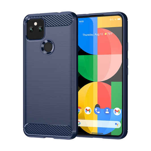 For Google Pixel 5a Brushed Texture Carbon Fiber TPU Case(Navy Blue) - Google Cases by PMC Jewellery | Online Shopping South Africa | PMC Jewellery