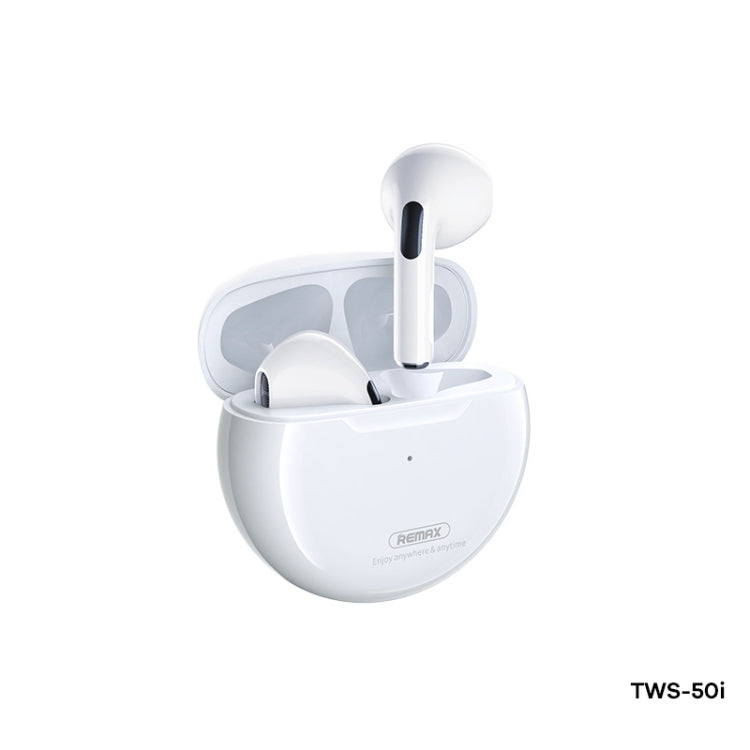 Remax TWS-50i Bluetooth 5.1 True Wireless Stereo Music Bluetooth Earphone(White) - TWS Earphone by REMAX | Online Shopping South Africa | PMC Jewellery | Buy Now Pay Later Mobicred