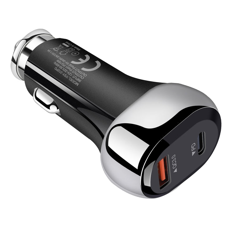 YSY-312PD QC3.0 USB + PD 18W USB-C / Type-C Dual Ports Fast Charging Car Charger(Black) - Car Charger by PMC Jewellery | Online Shopping South Africa | PMC Jewellery