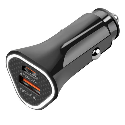 YSY-313PD20W QC3.0 USB + PD 20W USB-C / Type-C Triangle Dual Ports Fast Charging Car Charger(Black) - Car Charger by PMC Jewellery | Online Shopping South Africa | PMC Jewellery