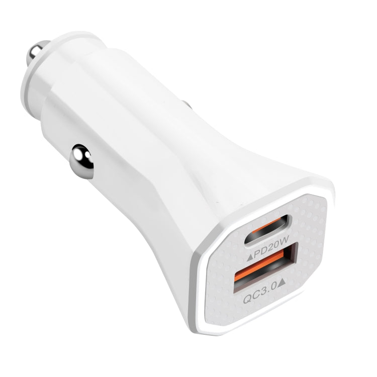 YSY-316PD20W QC3.0 USB + PD 20W USB-C / Type-C Polygon Dual Ports Fast Charging Car Charger(White) - Car Charger by PMC Jewellery | Online Shopping South Africa | PMC Jewellery