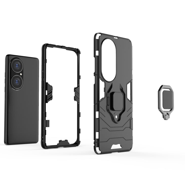 For Huawei P50 Pro PC + TPU Shockproof Protective Case with Magnetic Ring Holder(Navy Blue) - free shipping - PMC TechLife - Order now!