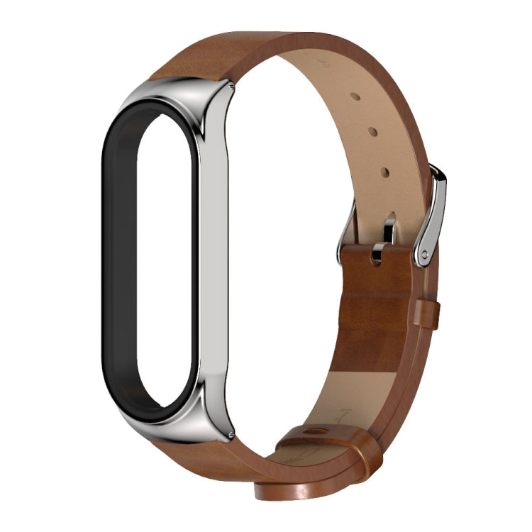 For Xiaomi Mi Band 6 / 5 / 4 / 3 Mijobs CS Microfiber Leather Watch Band(Brown + Silver) - Watch Bands by MIJOBS | Online Shopping South Africa | PMC Jewellery | Buy Now Pay Later Mobicred