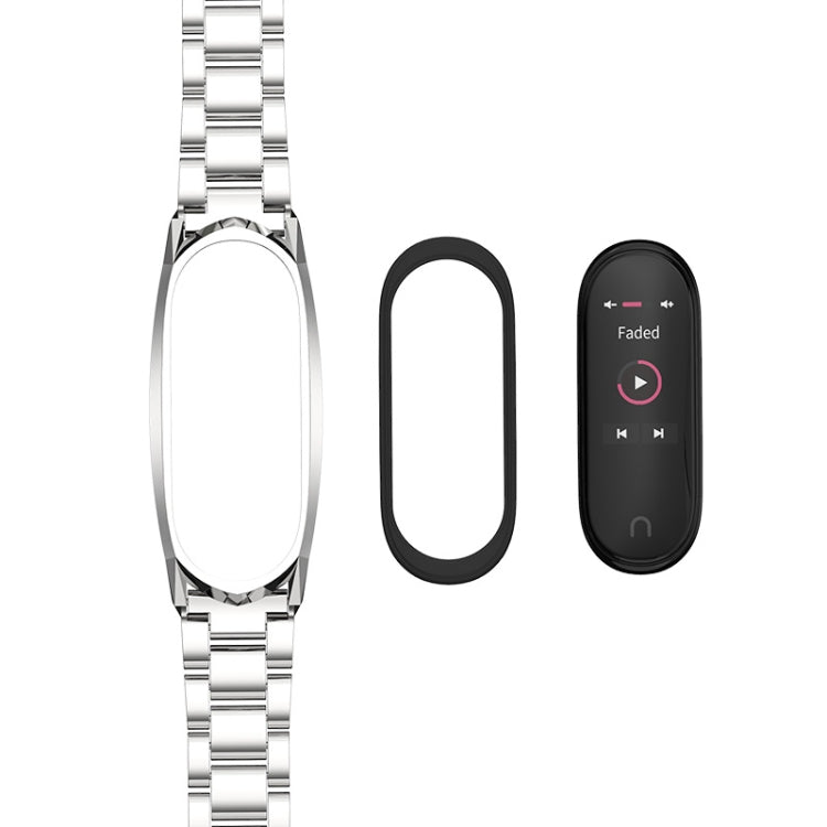 For Xiaomi Mi Band 6 / 5 / 4 / 3 Mijobs Three Beads Metal GT Stainless Steel Watch Band(Silver) - Watch Bands by MIJOBS | Online Shopping South Africa | PMC Jewellery | Buy Now Pay Later Mobicred