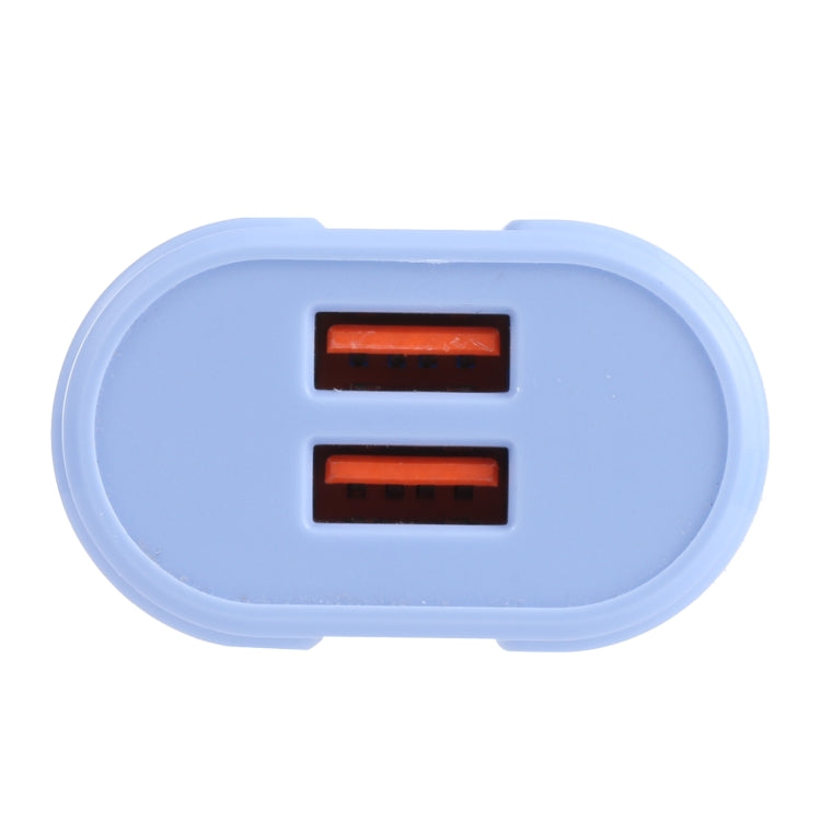 13-22 2.1A Dual USB Macarons Travel Charger, EU Plug(Blue) - free shipping - PMC TechLife - Order now!