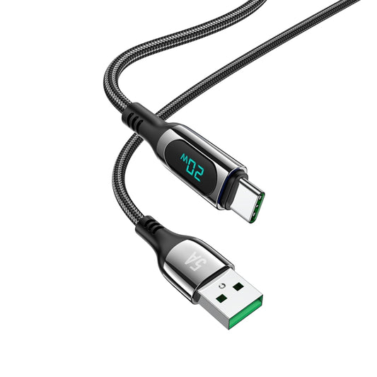 hoco S51 5A Type-C / USB-C Digital Display Charging Data Cable, Length: 1.2m(Black) - USB-C & Type-C Cable by hoco | Online Shopping South Africa | PMC Jewellery