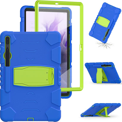 For Samsung Galaxy Tab S7+/ Tab S7 FE / Tab S8+ 3-Layer Protection Screen Frame + PC + Silicone Combination Case with Holder(Blue+Lime) - Other Galaxy Tab PC by PMC Jewellery | Online Shopping South Africa | PMC Jewellery