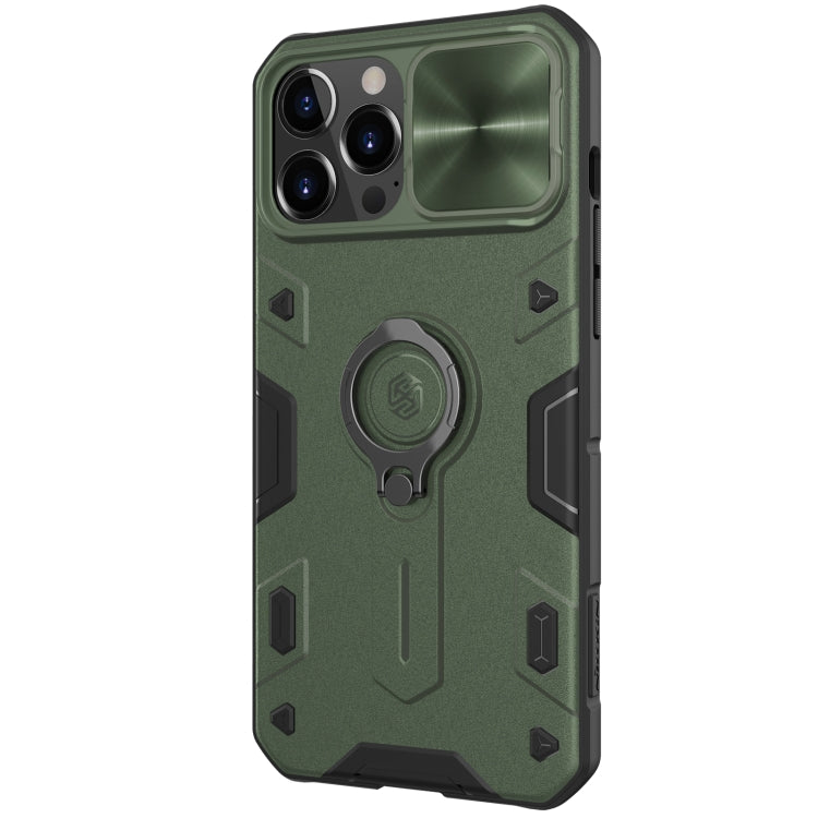For iPhone 13 Pro Max NILLKIN Shockproof CamShield Armor Protective Case with Invisible Ring Holder (Green) - iPhone 13 Pro Max Cases by NILLKIN | Online Shopping South Africa | PMC TechLife