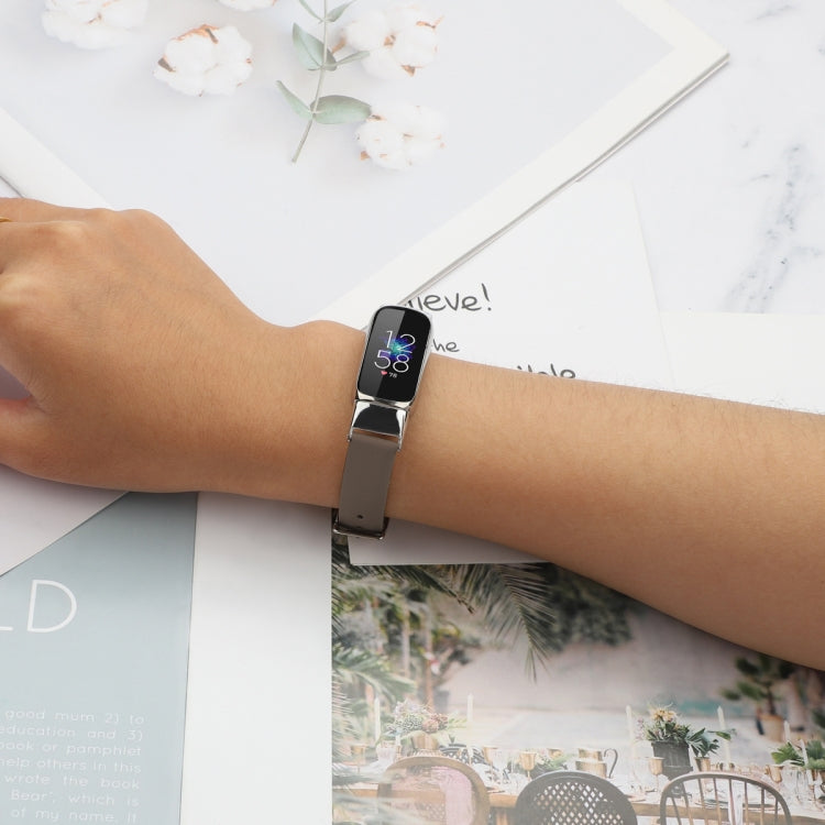 For Fitbit Luxe Leather Watch Band, Size:S(Grey) - Watch Bands by PMC TechLife | Online Shopping South Africa | PMC TechLife | Buy Now Pay Later Mobicred