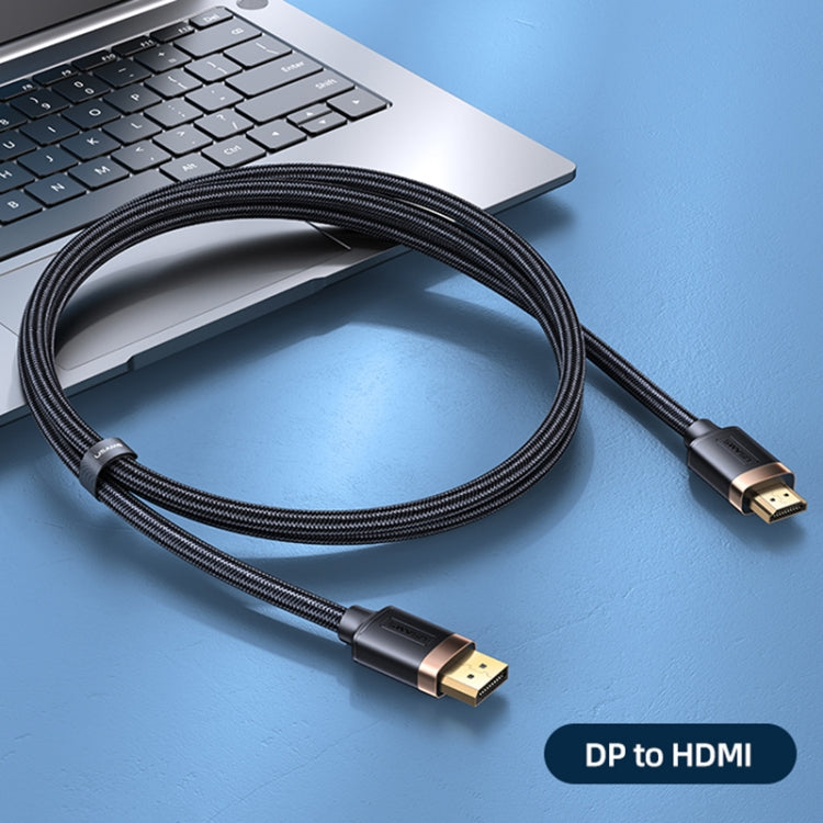 USAMS US-SJ530 U74 DP to HDMI 4K Glossy Aluminum Alloy HD Audio and Video Cable, Cable Length: 2m(Black) -  by USAMS | Online Shopping South Africa | PMC Jewellery | Buy Now Pay Later Mobicred