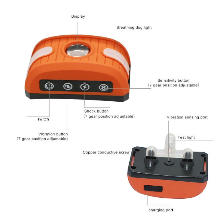 RC-302B Pet Bark Stopper Electric Shock Dog Training Collar Anti-interference Stop Calling Device(Orange) - Training Aids by PMC TechLife | Online Shopping South Africa | PMC TechLife