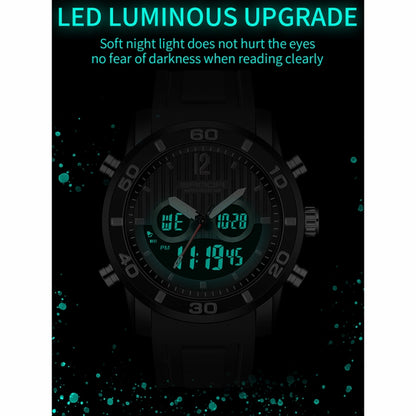 SANDA 3106 Dual Digital Display Men Outdoor Sports Luminous Shockproof Electronic Watch(Black Gold) - Metal Strap Watches by SANDA | Online Shopping South Africa | PMC Jewellery | Buy Now Pay Later Mobicred