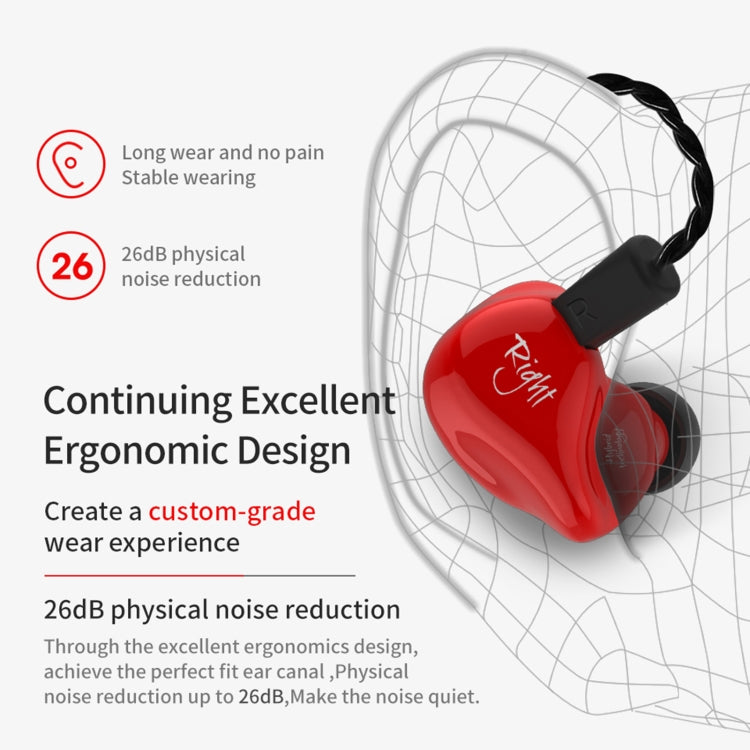 KZ ZS4 Ring Iron Hybrid Drive In-ear Wired Earphone, Standard Version(Red) - In Ear Wired Earphone by KZ | Online Shopping South Africa | PMC Jewellery | Buy Now Pay Later Mobicred