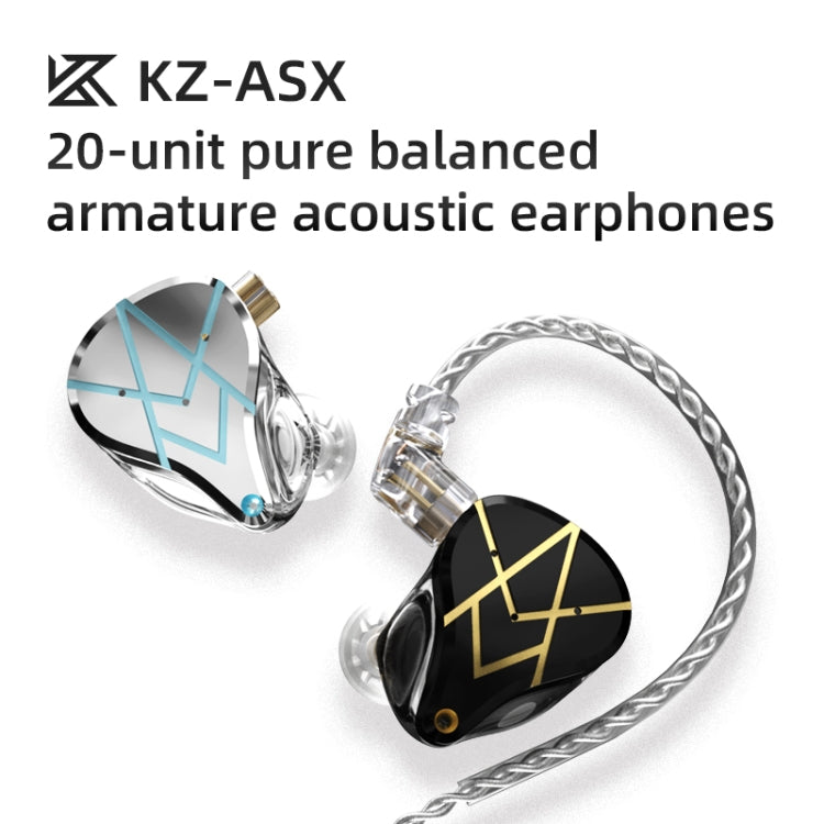 KZ ASX 20-unit Balance Armature Monitor HiFi In-Ear Wired Earphone With Mic(Silver) - In Ear Wired Earphone by KZ | Online Shopping South Africa | PMC Jewellery | Buy Now Pay Later Mobicred