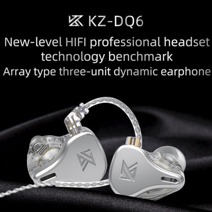 KZ DQ6 3-unit Dynamic HiFi In-Ear Wired Earphone With Mic(Grey) - In Ear Wired Earphone by KZ | Online Shopping South Africa | PMC Jewellery