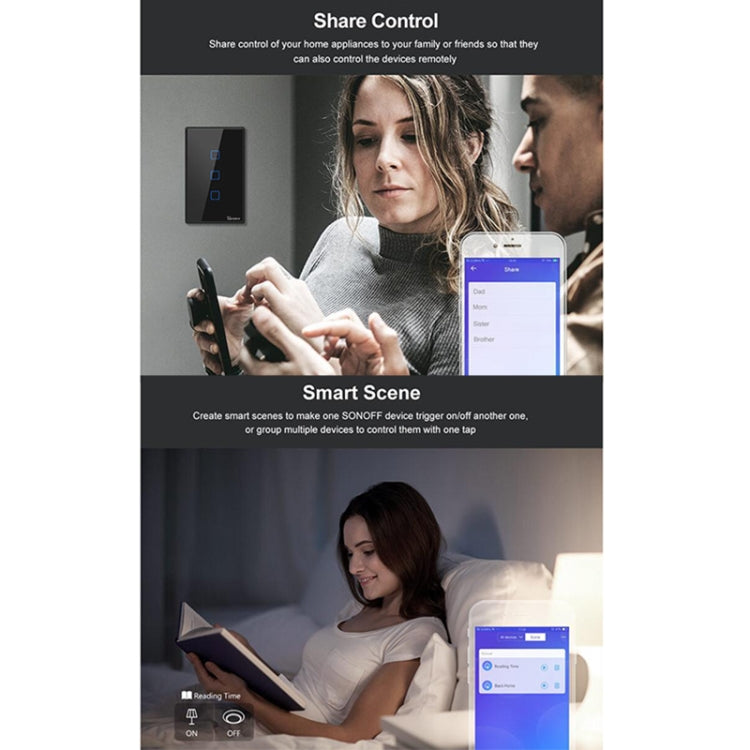 Sonoff T3 US-TX 433 RF WIFI Smart Remote Control Wall Touch Switch, US Plug, Style:Double Buttons - free shipping - PMC TechLife - Order now!