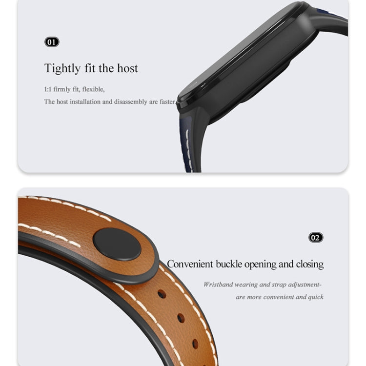 For Xiaomi Mi Band 5/6/7 MIJOBS TPU + Leather Watch Band(Blue+White) - Watch Bands by MIJOBS | Online Shopping South Africa | PMC Jewellery | Buy Now Pay Later Mobicred