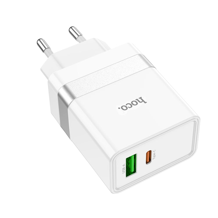 hoco N21 PD 30W Type-C / USB-C + QC 3.0 USB Mini Fast Charger, EU Plug(White) - USB Charger by hoco | Online Shopping South Africa | PMC Jewellery