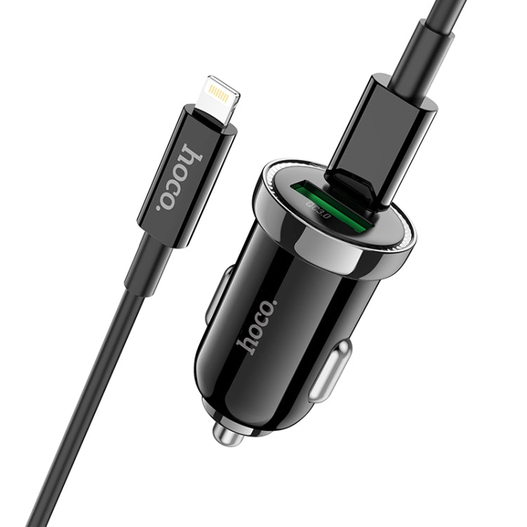 hoco Z44 Leading PD 20W USB-C / Type-C + QC 3.0 USB Car Charger with USB-C / Type-C to 8 Pin Data Cable Set(Black) - Car Charger by hoco | Online Shopping South Africa | PMC Jewellery