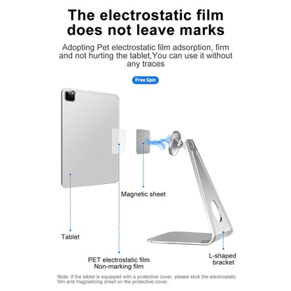 R-JUST PB01 L-shaped Magnetic Rotatable Aluminum Alloy Mobile Phones Tablets Holder(Silver) - Desktop Holder by R-JUST | Online Shopping South Africa | PMC Jewellery