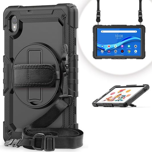 For Lenovo Tab M10 HD TB-X306X Shockproof Colorful Silicone + PC Protective Tablet Case with Holder & Shoulder Strap & Hand Strap(Black) - Lenovo by PMC Jewellery | Online Shopping South Africa | PMC Jewellery