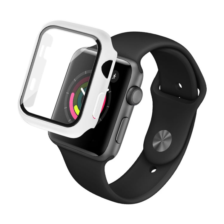 IMAK Shockproof PC Protective Case with Tempered Glass Film For Apple Watch Series 3 & 2 & 1 38mm(White) - Watch Cases by imak | Online Shopping South Africa | PMC Jewellery | Buy Now Pay Later Mobicred