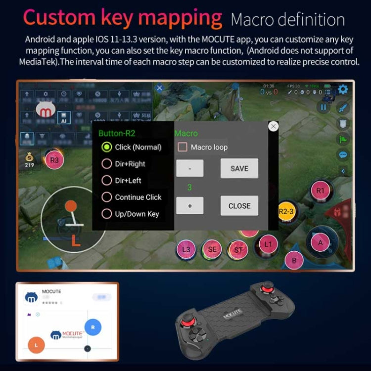 MOCUTE 060 Stretch Dual Joystick Bluetooth Gamepad For Android & iOS(Red+Blue) - Controller Gamepad by PMC TechLife | Online Shopping South Africa | PMC TechLife