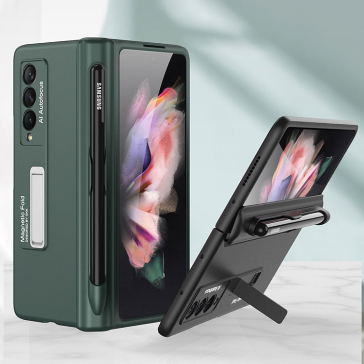 For Samsung Galaxy Z Fold3 5G GKK Magnetic Full Coverage Phone Flip Case with Pen Slot(Dark Green) - Galaxy Phone Cases by GKK | Online Shopping South Africa | PMC Jewellery