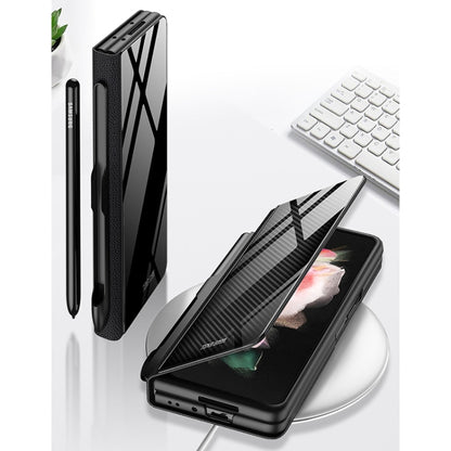 For Samsung Galaxy Z Fold3 5G GKK Flip Tempered Glass Phone Case with Pen Slot(Black) - Galaxy Phone Cases by GKK | Online Shopping South Africa | PMC Jewellery