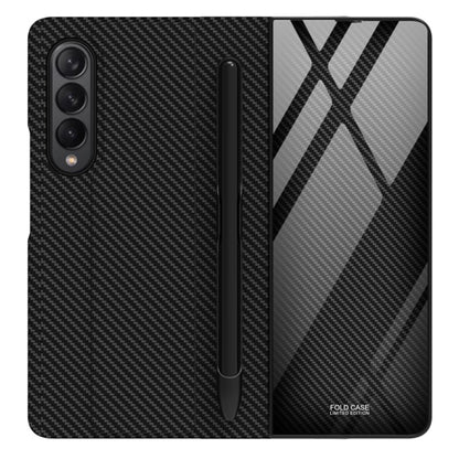 For Samsung Galaxy Z Fold3 5G GKK Flip Tempered Glass Phone Case with Pen Slot(Black) - Galaxy Phone Cases by GKK | Online Shopping South Africa | PMC Jewellery